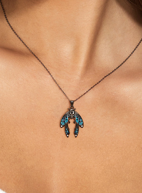 【自营】VITARING项链女925银黑色蝉吊坠锁骨链暗黑风小众设计