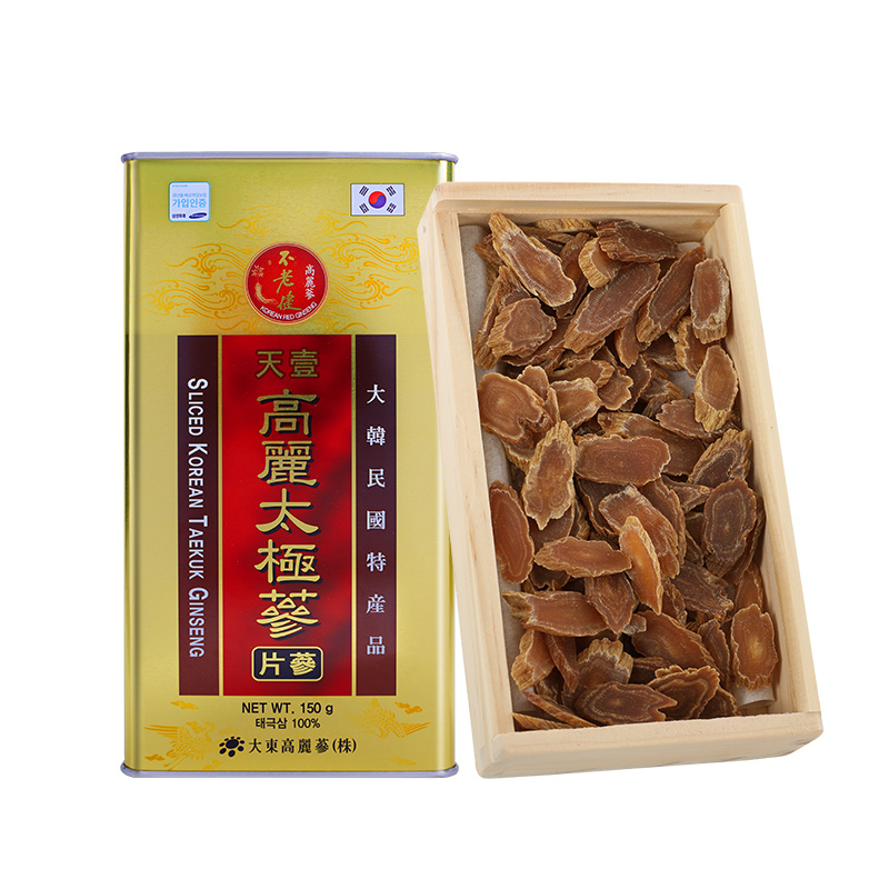 天猫国际进口超市天壹不老健太极参韩国高丽参切片进口东洋参人参片150g礼盒装黑参0