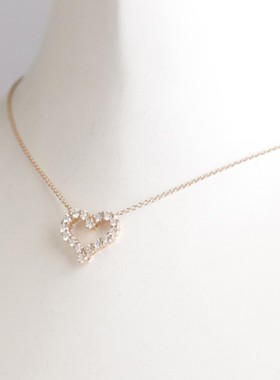 【自营】中古9.5新 TIFFANY(蒂芙尼)心形镶钻吊坠项链