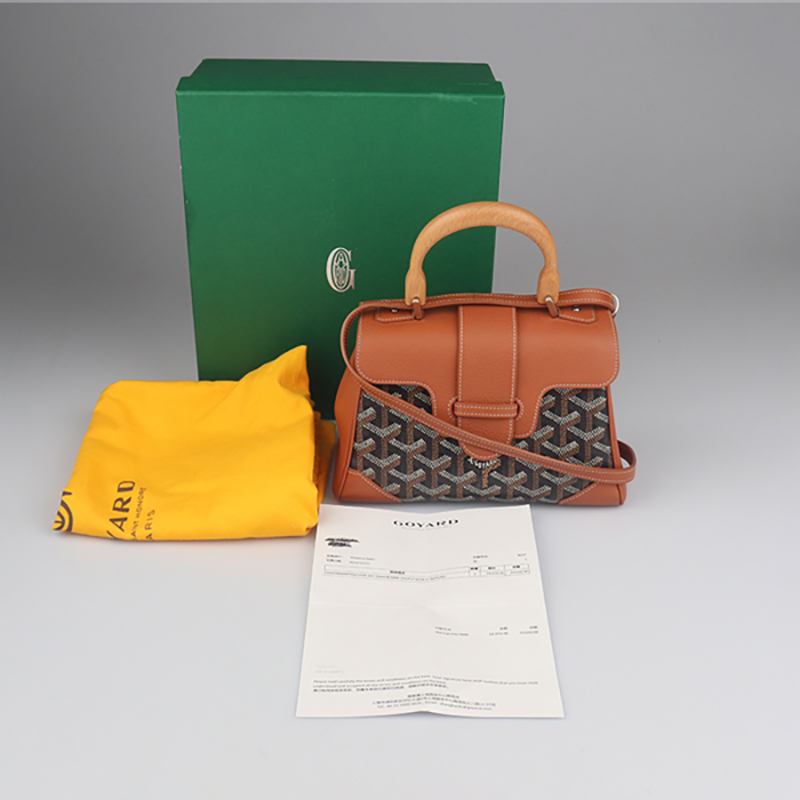 【自营】中古9新高雅德SAIGON软型涂层帆布牛皮手提斜挎包撞色 - 图2