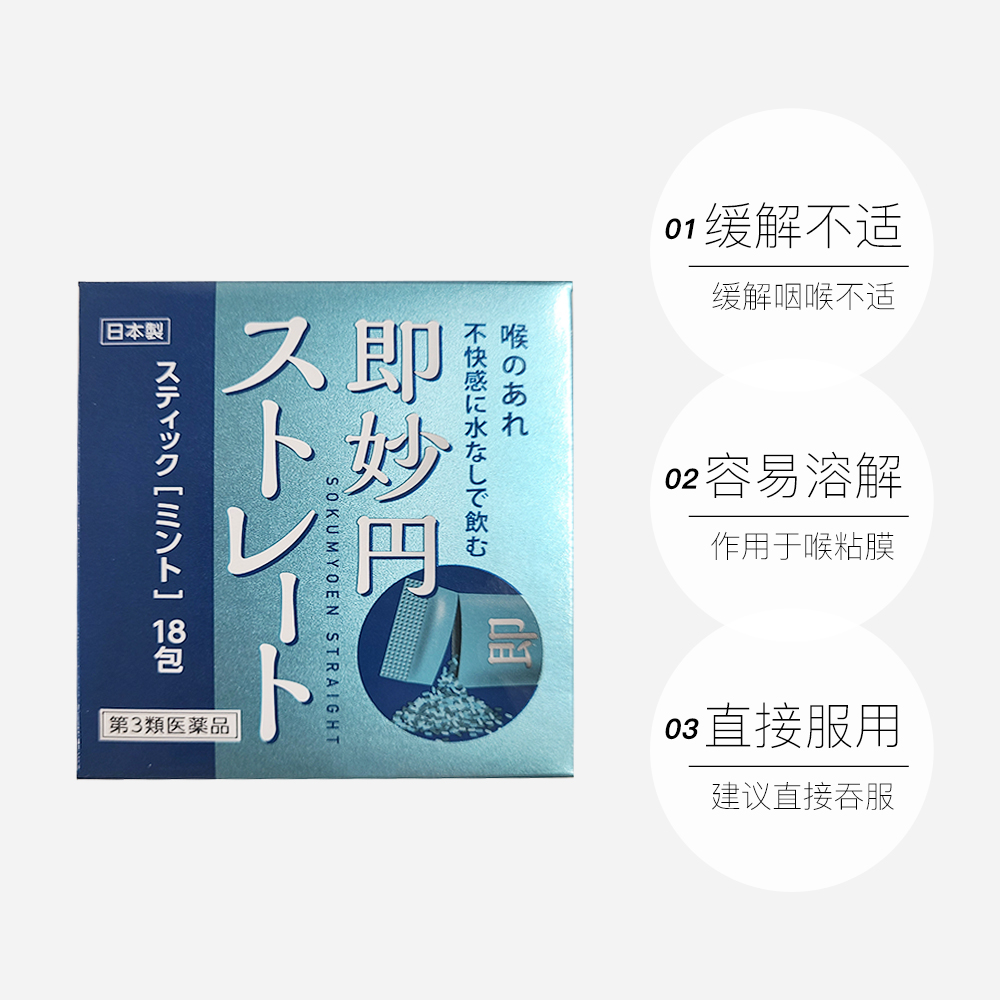 【自营】日本正品阪本汉方即妙丹喉咙痛止咳止痛粉末薄荷味18包-图3