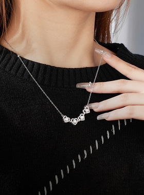 【自营】WEEKISS爱心珍珠项链女925银毛衣链原创轻奢小众设计感