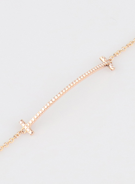 【自营】中古95新蒂芙尼T微笑镶钻手链钻石中号750黄金手链