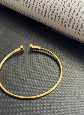 【自营】中古99新蒂芙尼T系列手镯线圈手镯18K黄金镶钻男女同款