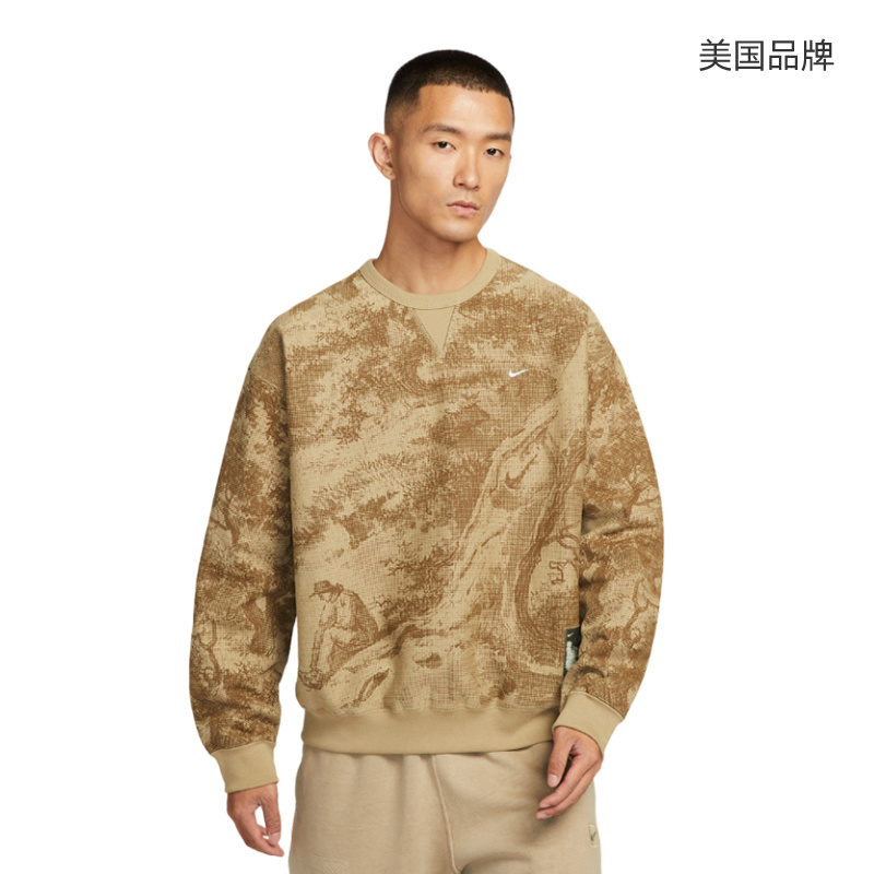 【自营】Nike耐克男子加绒圆领上衣印花运动卫衣套头衫HV4119-297 - 图1