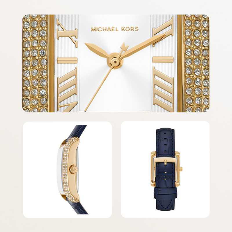 【自营】MICHAEL KORS MK手表白鹿同款小方表蓝皮表带女表MK2982-图2