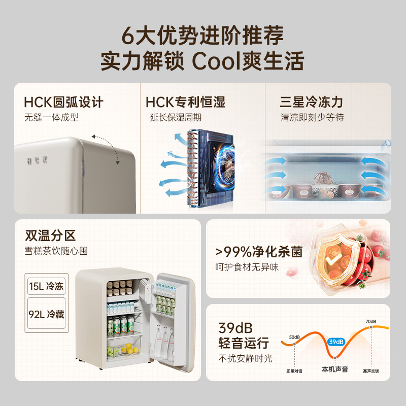 【自营】哈士奇客厅小型单门复古冷冻冷藏母婴BC-130RDC多色 - 图0