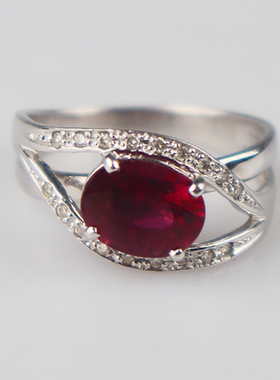 【自营】BRAND OFF中古95新日本进口珠宝椭圆形切工碧玺钻石戒指