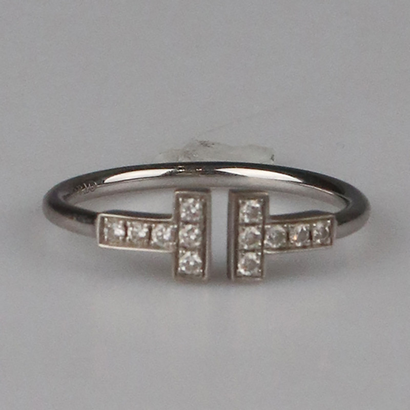 Second-hand 95 new TIFFANY (Tiffany) T series diamond coil ring 750 white gold No. 56