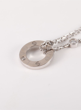 【自营】中古98新Cartier/卡地亚LOVE两钻圆饼项链18K白金/钻石