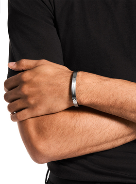 【自营】春季新品Armani阿玛尼男士手镯素色钢质卡扣开合男生礼物