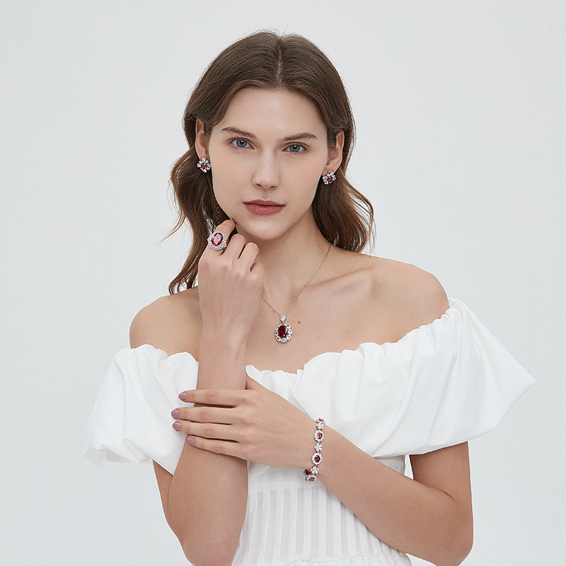 【自营】leqiyuan红宝石耳钉女s925银法式原创设计高级感雪花耳钉 - 图3