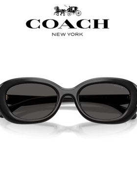 【自营】COACH蔻驰时尚椭圆墨镜女黑色窄框猫眼防晒太阳镜HC8448U