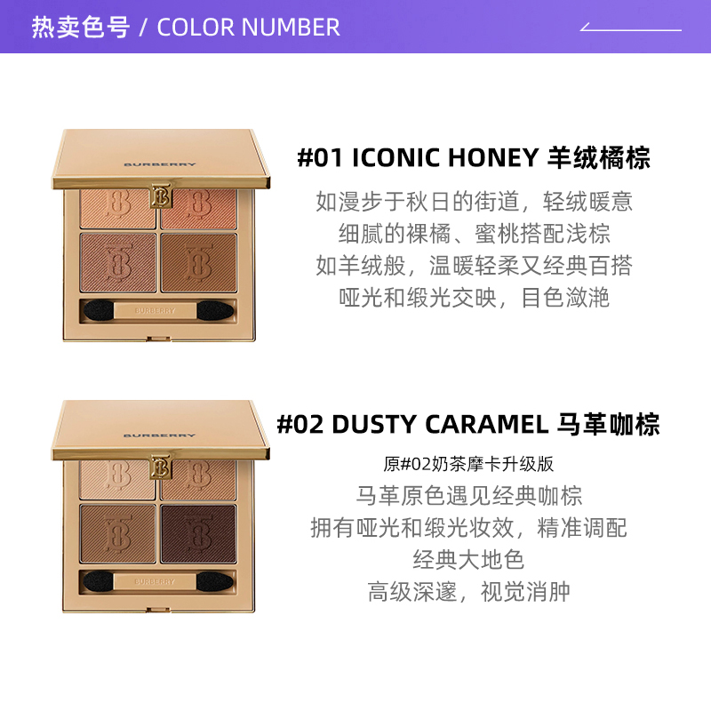 【自营】BURBERRY/博柏利经典四色眼影盘4.7g全新羊绒眼影显色 - 图1