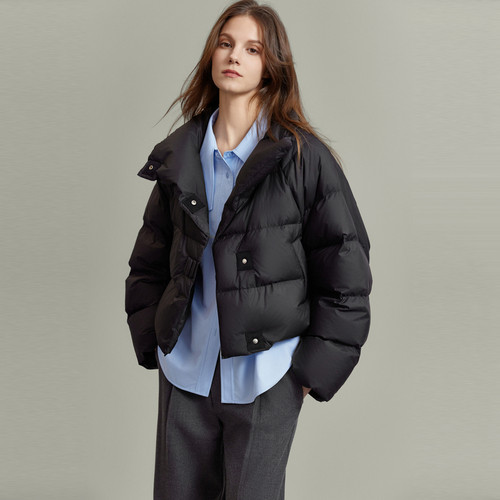 【自营】ELLE法式短款90鹅绒羽绒服女2024冬新款高端时尚保暖外套 - 图1