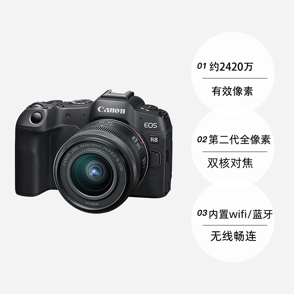 【自营】Canon佳能EOS R8全画幅微单相机高清4K短片Vlog视频拍摄-图3