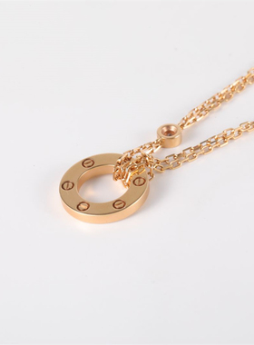 【自营】中古98新Cartier/卡地亚LOVE两钻圆饼项链18K玫瑰金/钻石