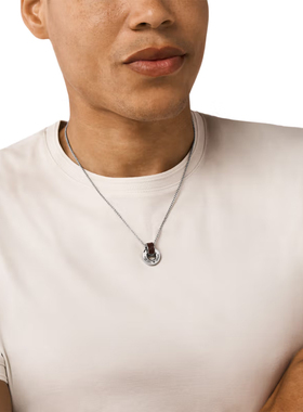 阿玛尼鹰标系列银环项链