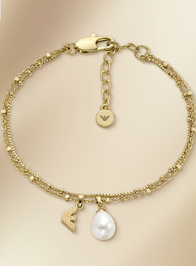 【自营】Armani阿玛尼珍珠系列手链女金色多股甜美气质小众送女友