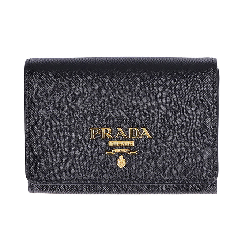 【直营】prada牛皮翻盖女士零钱包 天猫国际时尚直营钱包
