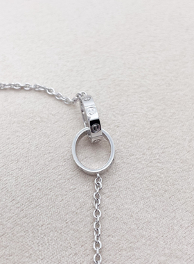 【自营】中古99新卡地亚LOVE系列18K白金吊坠双环项链经典款
