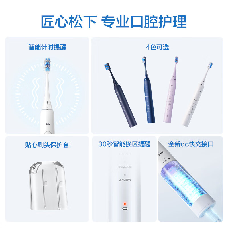 【自营】松下电动牙刷人软毛自动声波情侣套装款男女DC02智能 - 图3