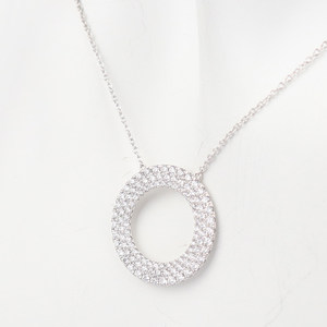 【自营】中古95新TIFFANY(蒂芙尼)满钻圆环项链750白金42cm笑脸