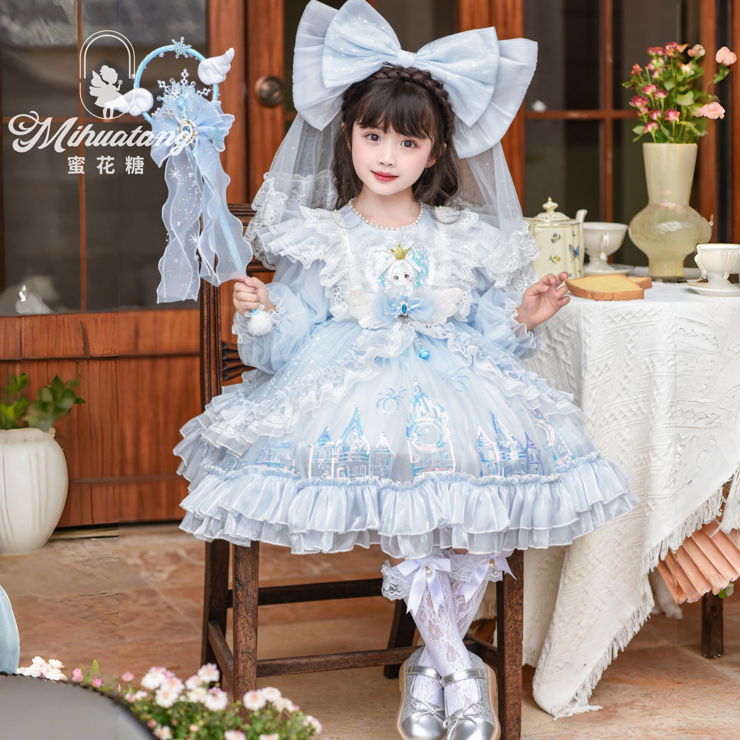 艾莎公主裙 25新款气质洋气公主蓬蓬裙洛丽塔cos礼服秋季爱莎裙子 - 图3