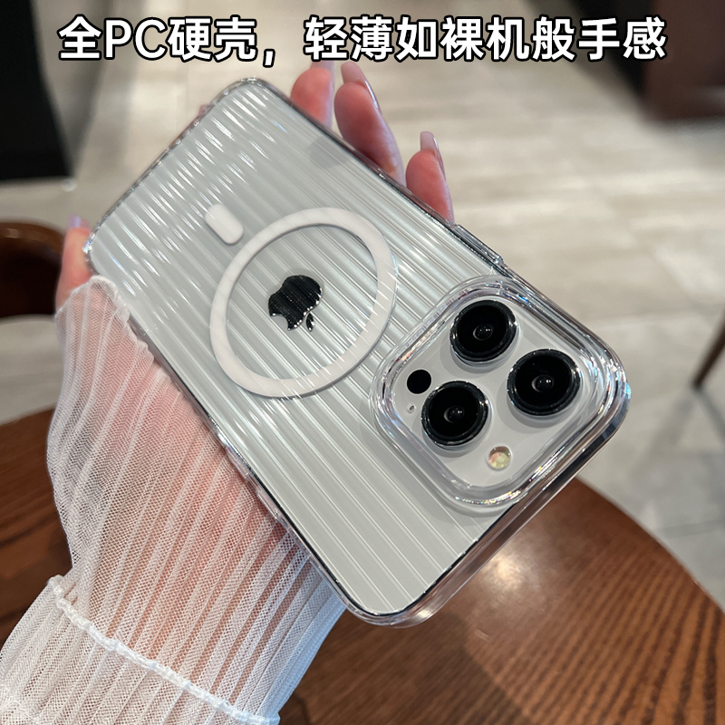 【强力防摔永不发黄】适用iPhone15ProMax手机壳新款苹果14Pro高级感Magsafe磁吸Pro透明硬壳iP13保护套Max - 图2