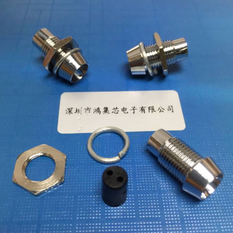 新品5mm带座金属指示灯开孔8mm直插LED灯珠发光二极管红蓝绿白凹