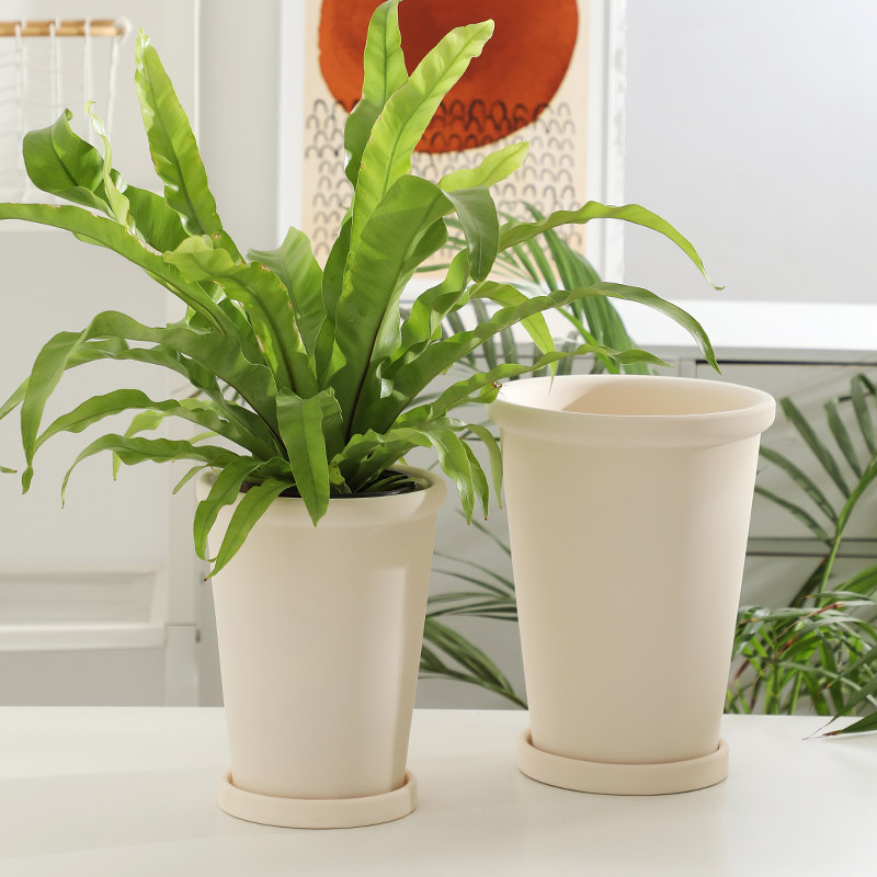 米白色奶油风陶土花盆花园庭院阳台家用简约绿植大号素烧陶瓷花盆,淘宝优惠券,粉丝福利购,淘宝优惠卷