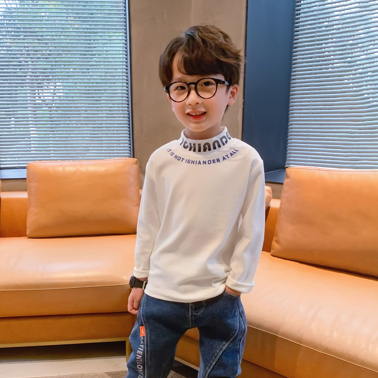 左西童装男童半高领儿童长袖打底衫 左西outlets店T恤