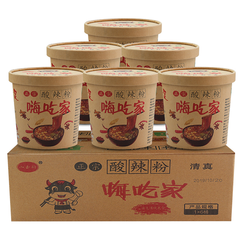 酸辣粉桶装嗨吃家正宗网红红薯粉米粉螺狮粉6桶方便面酸辣粉整箱