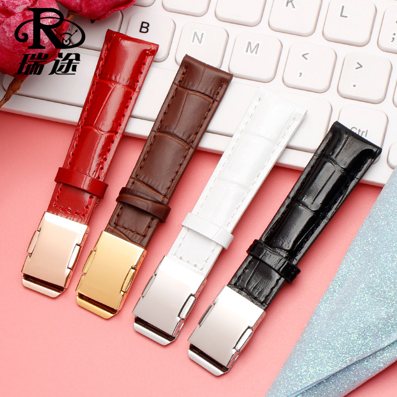 适配女士sheen真皮红色配件手表带 瑞途手表配件