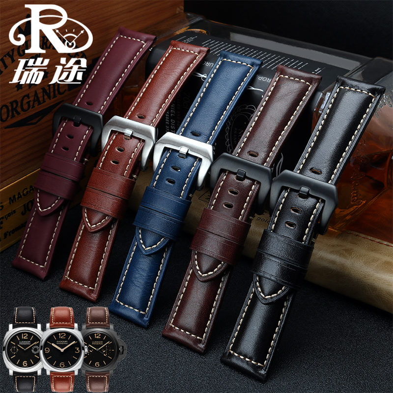 适用沛纳海真皮表带PAM111/441手工复古疯马牛皮手表带 男24 26mm,淘宝优惠券,粉丝福利购,淘宝优惠卷