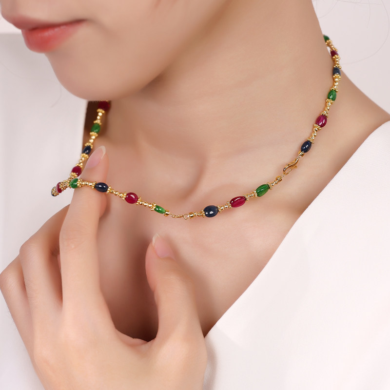 若华珠宝三生缘 彩色红蓝宝石手链延长链女18K金彩宝DIY项链配件,淘宝优惠券,粉丝福利购,淘宝优惠卷