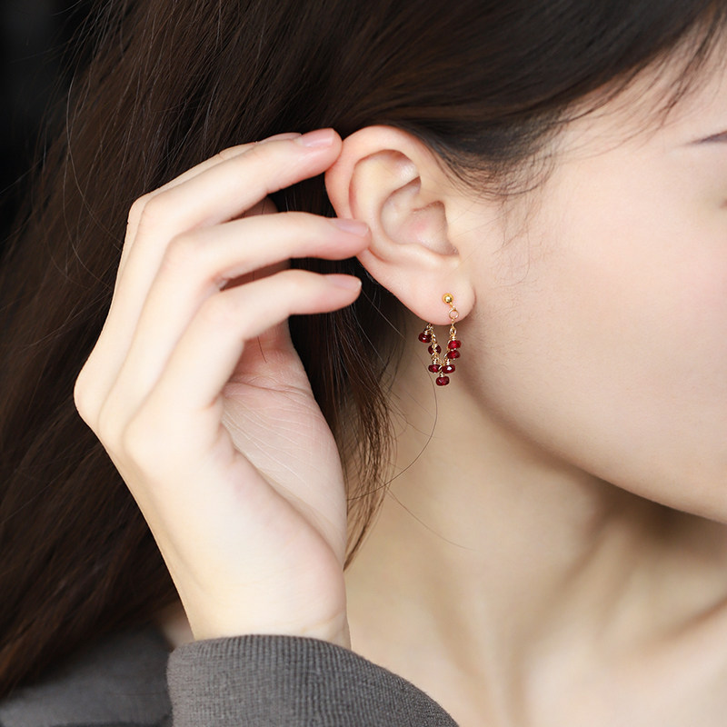若华珠宝意欢 鸽血红宝石耳环女18K金耳钉彩宝流苏耳饰礼物定制,淘宝优惠券,粉丝福利购,淘宝优惠卷