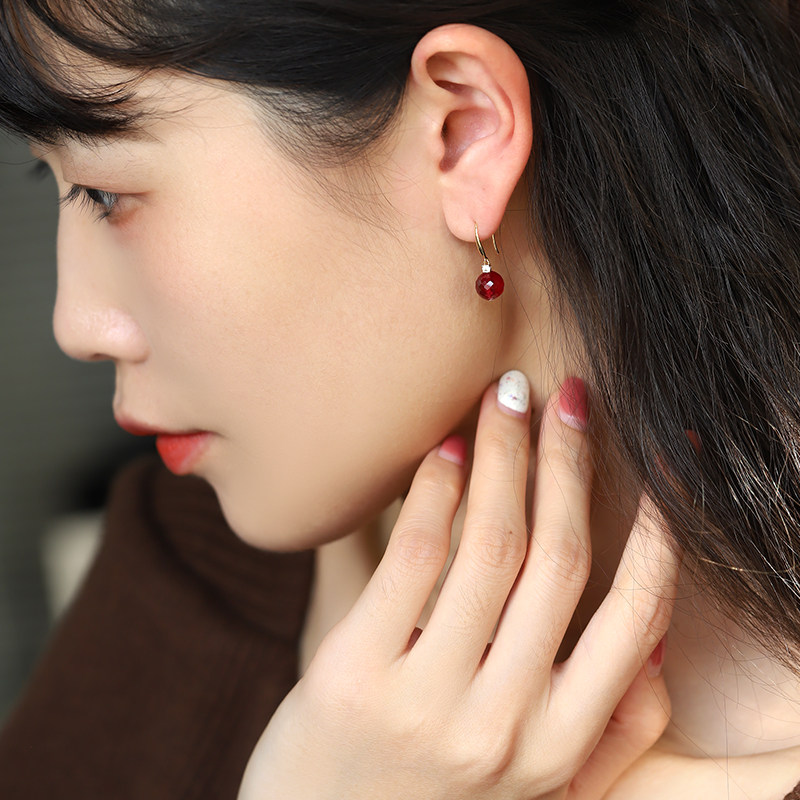 若华珠宝焰心 大颗粒红宝石耳环女18K金耳钉耳饰彩宝耳钩礼物定制,淘宝优惠券,粉丝福利购,淘宝优惠卷