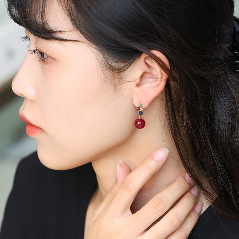 若华珠宝曼陀罗 大颗粒红宝石耳环女18K金彩宝耳钉耳饰礼物定制,淘宝优惠券,粉丝福利购,淘宝优惠卷