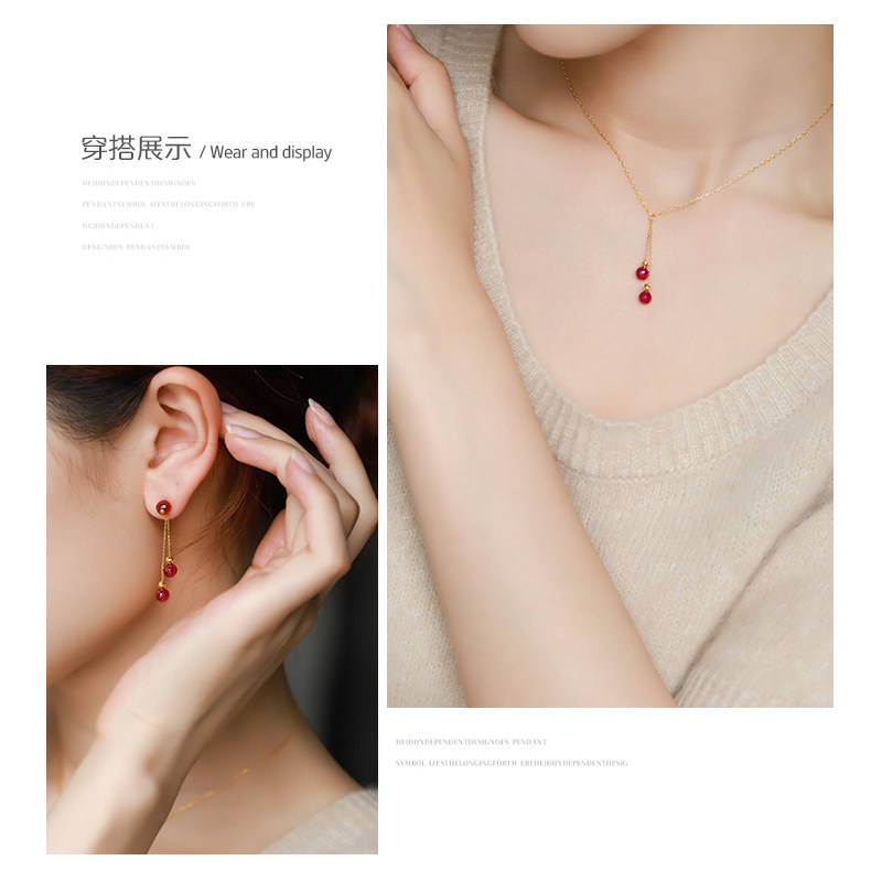 若华珠宝朱樱 刻面红宝石耳环配件女18K金流苏耳饰耳钉伴侣定制,淘宝优惠券,粉丝福利购,淘宝优惠卷