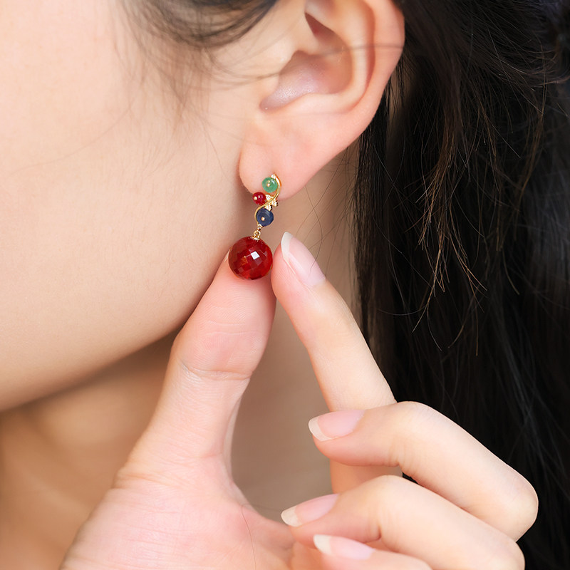 若华珠宝曼陀罗 大颗粒红宝石耳环女18K金彩宝耳钉耳饰礼物定制,淘宝优惠券,粉丝福利购,淘宝优惠卷