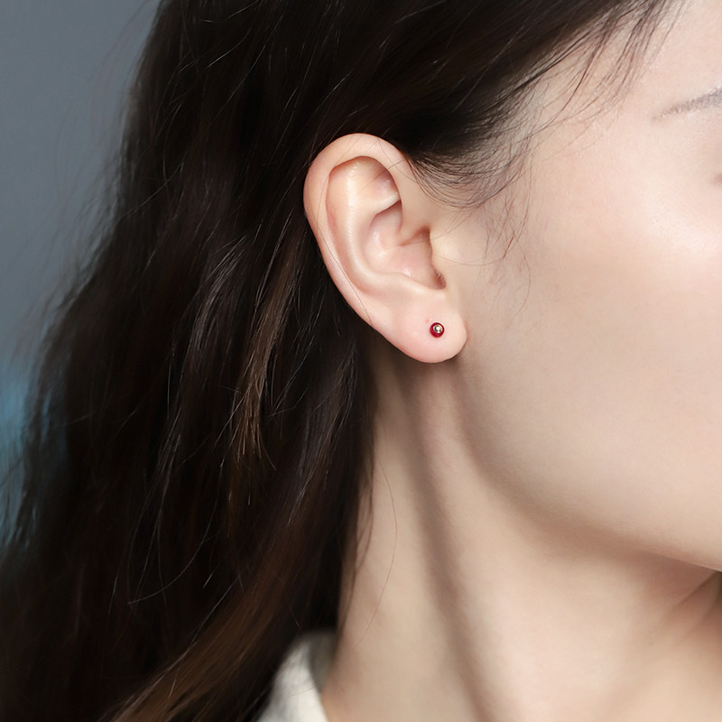 若华珠宝情合=素面红宝石耳钉女18K金彩宝耳环鸽血红耳饰礼物定制,淘宝优惠券,粉丝福利购,淘宝优惠卷
