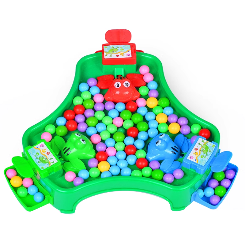 多彩色青蛙吃豆豆球儿童益智桌面玩具搅拌车互动吃豆塑料实心豆豆-图0