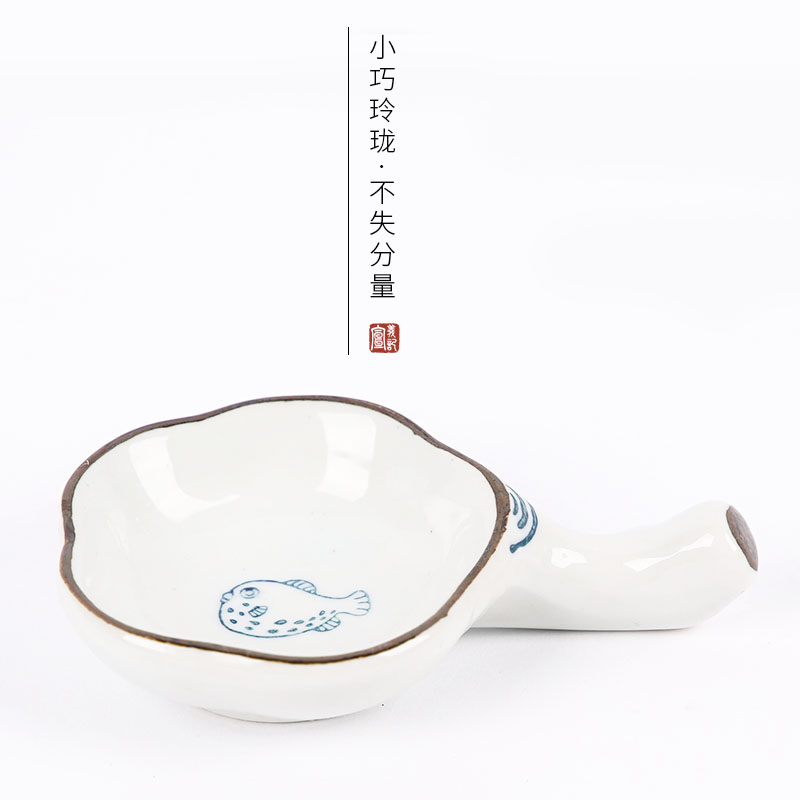 【河豚陶瓷墨碟】景德镇出品 笔舔笔搁小水蝶颜料墨池墨盒墨盘笔洗笔搁文房四宝套装初学者学生书法国画用品 - 图1