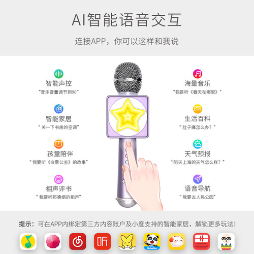 WooHoo话筒音响一体麦克风无线家用智能语音手机蓝牙直播车载k歌 - 图2