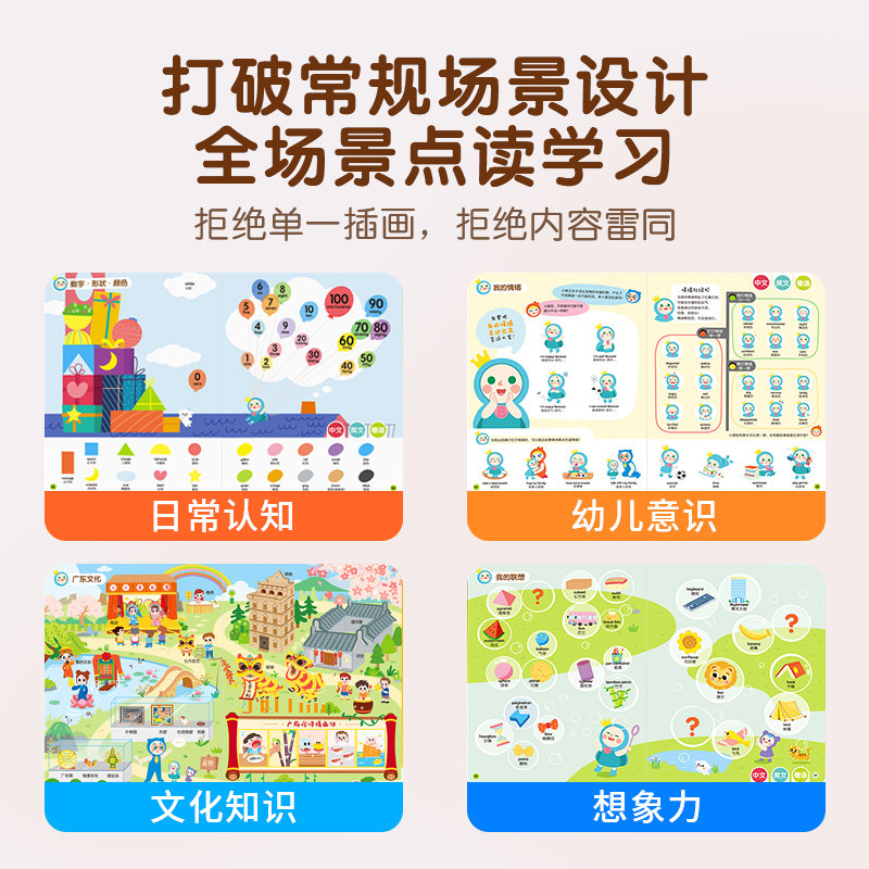 文脉书局 粤语有声早教书幼儿启蒙认知小百科零基础学中英粤三语纸板书学习广东话儿童益智生活基础会说话的小百科启蒙粤语点读笔