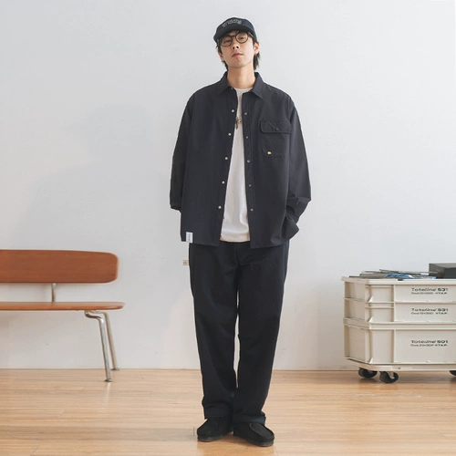 714street, японские весенние хаки штаны, свободный прямой крой