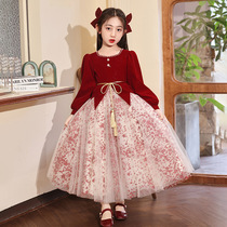 Girls dress Dress Autumn Winter 2023 New Ocean Gas Childrens Holiday Party Gown Dress Girl Ladies Princess Dress