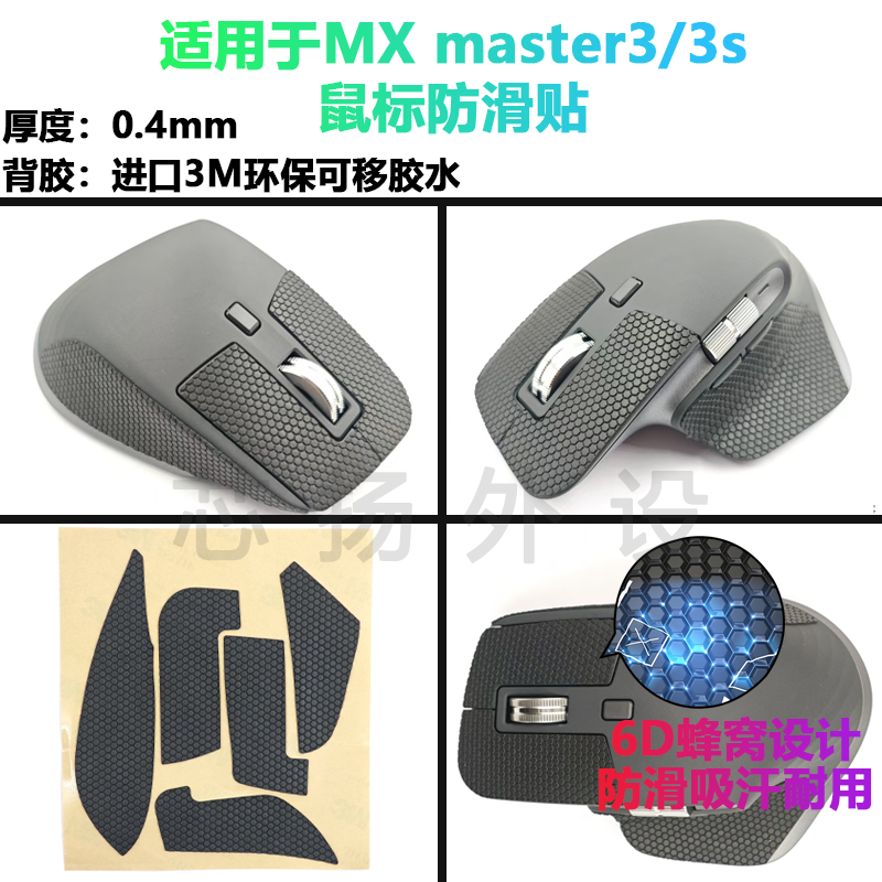 适用罗技MX Master1 2 3S anywhere鼠标防滑贴吸汗贴纸保护侧裙贴 - 图0