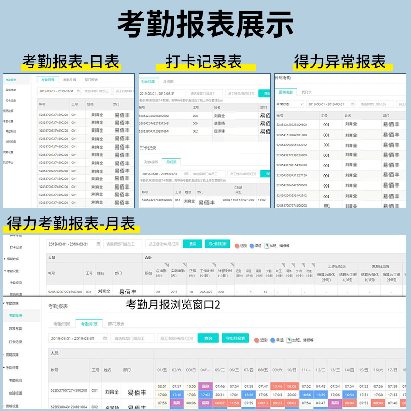 【无接触打卡更安全】得力人脸识别考勤机D5动态云智能脸部面部打卡机一体员工上下班管理D6刷脸考勤签到wifi - 图2